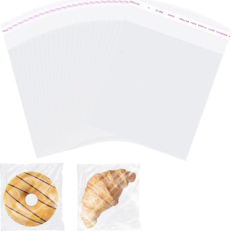 100 Pièces Petits Sachets en Cellophane Transparents Refermables - Auto-Adhésifs pour Biscuits, Bonbons, Bijoux, Cadeaux et Épingles à Cheveux (13x15cm/5.1x5.9inch) (1/5)
