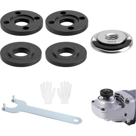 Kit 6 Pièces Accessoire Meuleuse, Écrou M14, Clé Flex, Bride Intérieure Extérieure, Pour Meuleuse 125 mm (1/4)