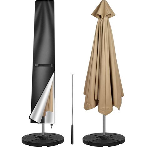 Housse de Protection pour Parasol, pour Parasol Déporté de 2,5m à 3,3m 210D Oxford Housse Parasol Droit de Jardin avec Télescopique Imperméable Anti-UV pour Parasols de Plage Balcon (190x50/30cm) (1/5)