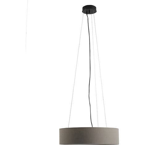 Vivien Lampada a Sospensione Nera, Paralume Cilindrico Tortora, E27, IP20, 48cm - Rossini Group - Design Minimal ed Elegante (1/5)
