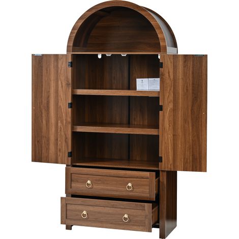 Buffet style arche en rotin, doubles tiroirs, buffet vintage pour salon et chambre, armoire de rangement (1/5)