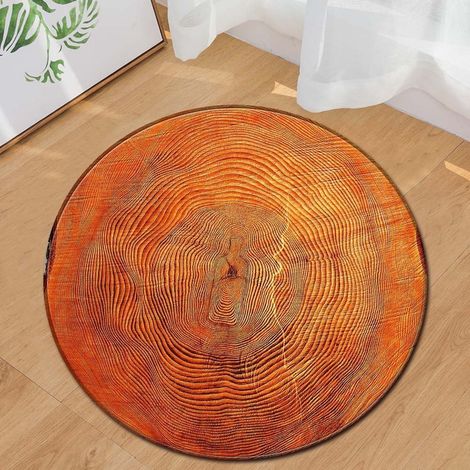 Tapis Rond - Grains De Bois - Pour Enfants Et Yoga - Diamètre 60 cm - Microfibre Non Glissant - Tapis De Sol Intérieur (1/2)