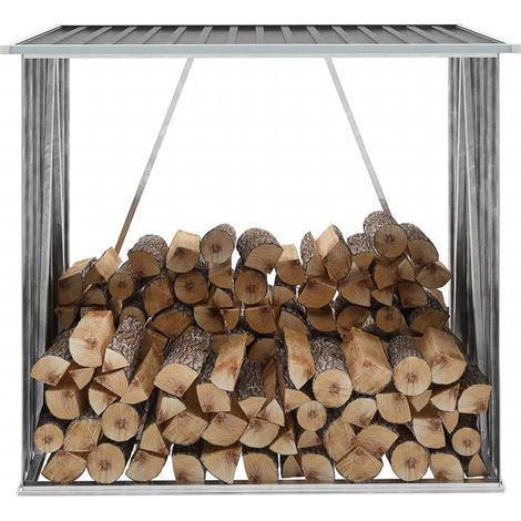 Vidaxl – Abri à bûches acier galvanisé 163x83x154cm – Capacité 2m³ – Toit incliné pour évacuation pluie – Montage facile (1/7)