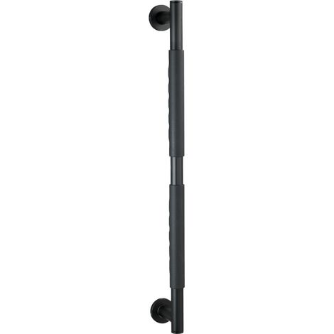 WENKO Maniglia di sicurezza da parete Secura 65,5 cm nera, certificata TÜV, nera, silicone nero, acciaio inossidabile nero resistente alla ruggine. (1/3)