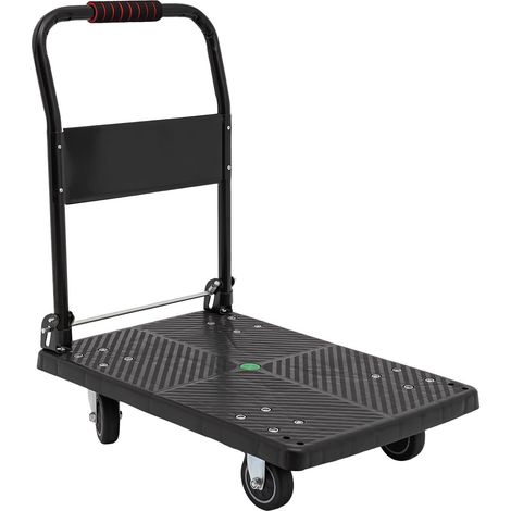 Transportwagen Plattformwagen Handwagen Rollwagen Klappbar bis 150kg,für Lagerung, Verteilung und Transport im Innen, 48  72  85cm, Schwarz