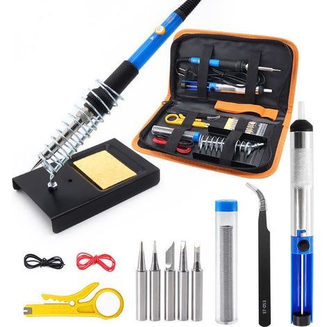 Soldering iron kit, 60W soldering iron stand, soldering pump, electronic soldering, adjustable temperature, tool case (1/5)