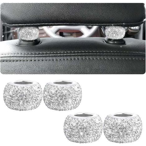 4 piezas de anillos de cristal para reposacabezas de coche, anillos para reposacabezas de asientos de coche, anillos decorativos para reposacabezas, accesorios universales para el interior del coche ( (1/4)