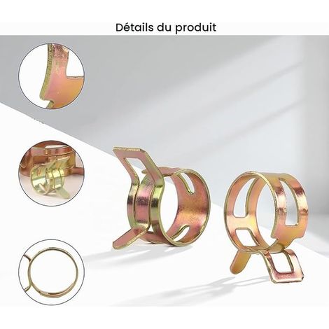 Fuel Hose Clamps Universal Hose Clamps for Water, Air, Oil, Silicone, Washing Machines or Dishwashers, Gold (1/3)