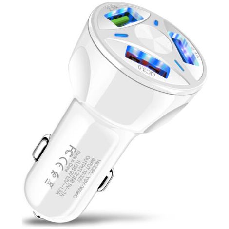 SABIR Charge montée sur véhicule QC3.0, Charge rapide de plaque tournante de charge rapide de port de sortie 3USB monté sur véhicule de téléphone 3.1A - blanc (1/3)