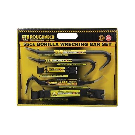 Heavy Duty 5pc Roughneck Gorilla Wrecking Bar Pry Bar Crowbar Set Kit ROU64961DB (1/2)