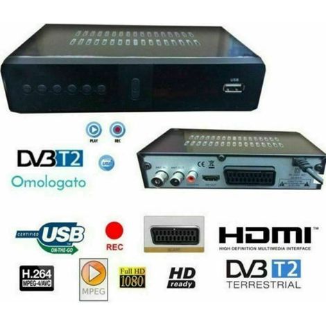 DECODER RICEVITORE DIGITALE TERRESTRE DVB-T2/T3 TV SCART HDMI 1080P REG PVR (1/5)