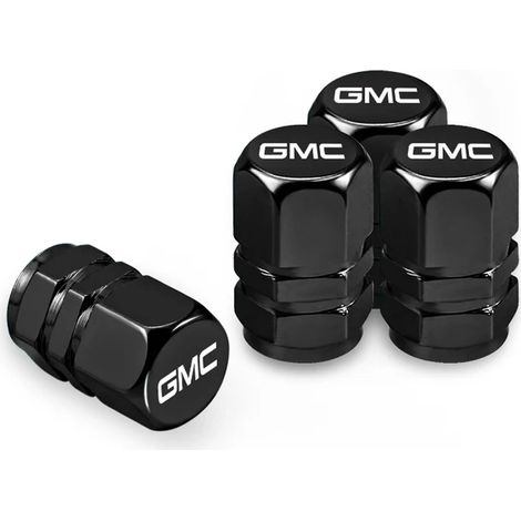 (Noir) 4 pièces Bouchons de valve de pneu de voiture, cache-écrous de roue, protection antivol compatibles avec GMC Savana, Yukon, Sierra, Terrain, Acadia, Envoy, Granite, Hummer (1/5)