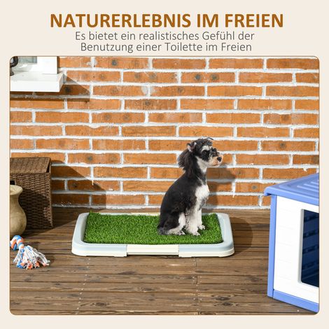 Toilettes à chien et chiot, 2 tapis, herbe synthétique réutilisable, 63x48,5x6 cm, vert et blanc