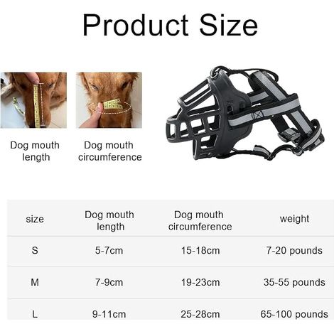 Dog Muzzle, Size Black Dog Muzzle for Dogs, Soft Mesh Anti-Biting Muzzle for Training, Grooming, and Vet Visits