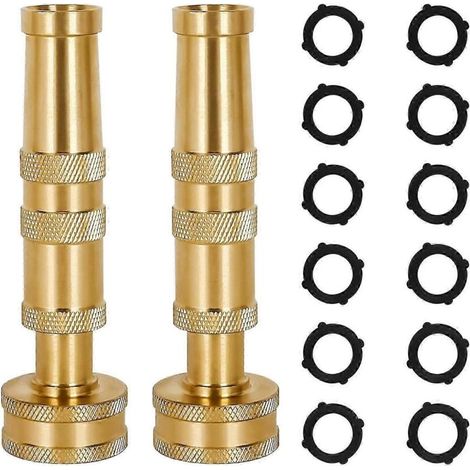 Brass Hose Nozzle, Adjustable Twist, 4-Inch Heavy Duty, Comes with 12 Rubber Washers, 2 Pack 26-27s (1/5)