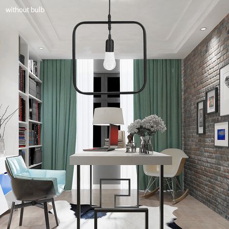 E27 Moderne LED-Lampe Esszimmer Bar Geometrische Hängeleuchte Eisenrahmen Schwarz 220V (Quadratisch) (1/5)