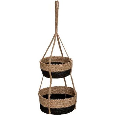 Lot de 2 Cache-Pots Suspendus "Cuba" 68cm Noir (1/2)