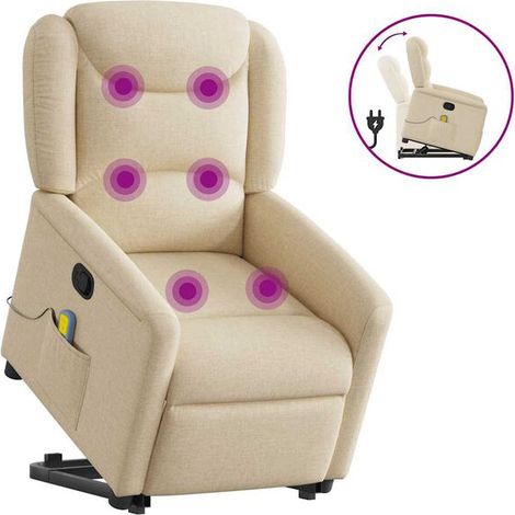 Fauteuil de massage inclinable en tissu beige