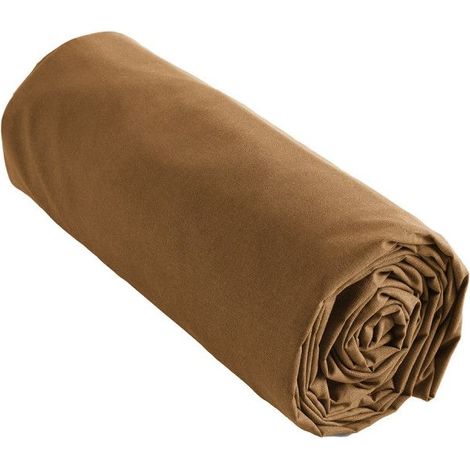 SAMIA - Drap Housse 90x200cm Coton Coloris Camel (1/3)