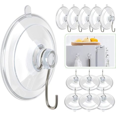 Crochet à ventouse ventouse en PVC transparent de 1,77"(environ 4,9 cm)avec un crochet métallique amovible petit aspirant pour douche, salle de bain, mur de cuisine, fenêtre, porte vitrée pack de 12
