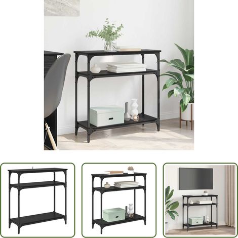 Regal -  Konsolentisch mit Regal Schwarz Eichen-Optik 75 x 29 x 75 cm (1/5)