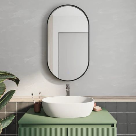 Specchio led retroilluminato 45x80cm con cornice nero opaco luce calda neutra fredda e anti appannamento Chara (1/4)