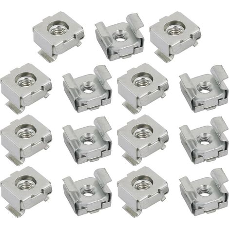 15pcs écrou cage M4 acier au carbone zingué ton argent pour serveur étagère armoire (1/2)