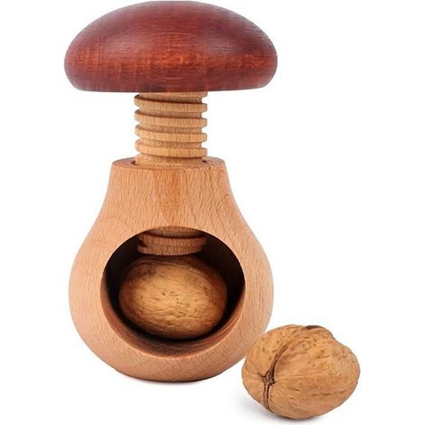 Casse-noisette créatif en forme de champignon. Casse-noisette amusant. Casse-noisette en bois de noyer. Accessoire de cuisine pratique. Casse-noisette pour la maison. (1/5)
