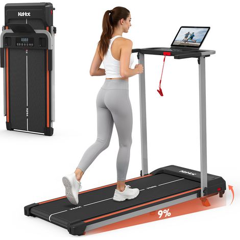 Klappbares Laufband mit 9 % Steigung für Zuhause, 1–12 km/h, LED-Display, App-Kompatibilität (EQI Sports/Zwift/Kinomap), Bluetooth-Audio, 2,5-PS Leisemotor, 38×100 cm Lauffläche & Sicherheits-Key, Bis