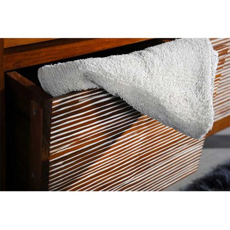 Ensemble meuble vasque salle de bain 85 cm en bois teck New Savanah avec miroir Taille - Meuble+miroir - sans vasque (1/5)