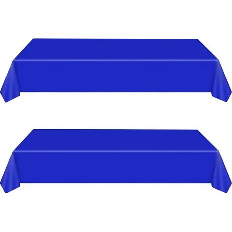 2 Pcs Nappes Bleu Jetables, 137x274cm, Rectangulaires, Imperméables. Couverture de Table en Plastique pour Anniversai - Bleu Profond (1/5)