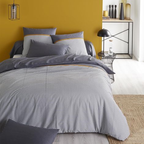 Housse de Couette imprimée en Bambou, 240 x 220 cm, Gris Carbone (1/3)