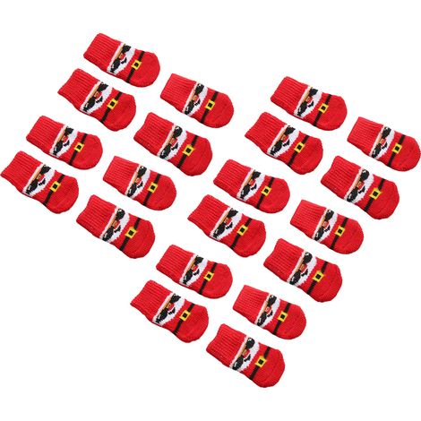 Lot de 5 paires de chaussettes pour chien, chaudes, élastiques et antidérapantes, motif vieil homme sur fond rouge. Idéales pour l'automne et l'hiver. Taille M. (1/5)