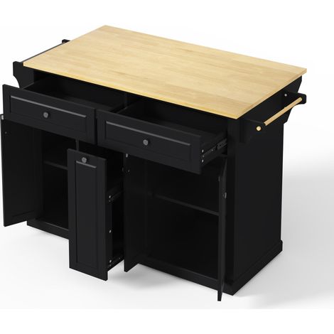 GagaÎlot de cuisine mobile pliant, tiroirs verticaux, 121 x 49(69) x 89 cm (1/5)