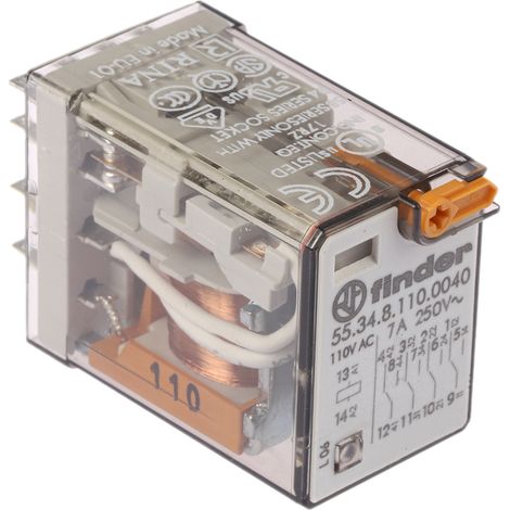 Finder 55 Series Relais de puissance 4 RT, bobine 110V c.a. Enfichable 1W ( Prix pour 1 )