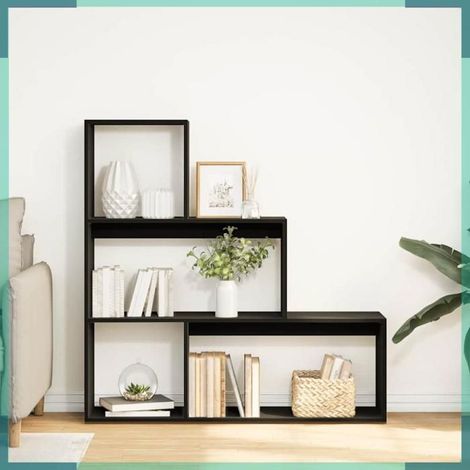 857986 étagère séparatrice de pièce à 3 niveaux noir 123x29x123 cm (1/5)
