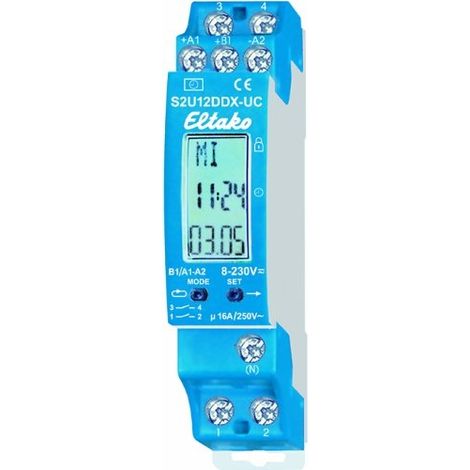 Eltako S2U12DDX-UC Temporizador 2 Canales Azul Rail DIN