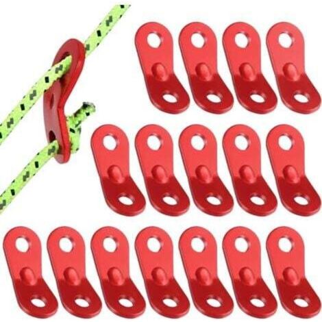 Tendeur de Corde, 16 pièces Tendeur de Corde Camping en Alliage d'Aluminium, Guyline Tendeurs Ajusteur de Corde, Tendeur de Tente, Corde Boucle Ajusteur pour Tente Bâche Randonnée (1/4)