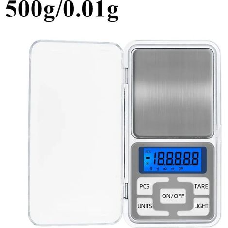Precision digital kitchen scale, 500g capacity, 0.01g accuracy, ideal for weighing jewelry, food, and dietary products. Features a postal scale function and an electronic LCD display. - AquaForge (1/5)