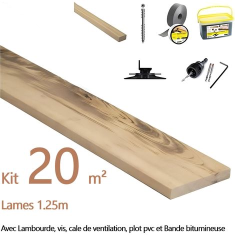 Kit terrasse 20m² en bois exotique MUIRACATIARA TIGERWOOD Longueur lames : 1250mm (1/5)