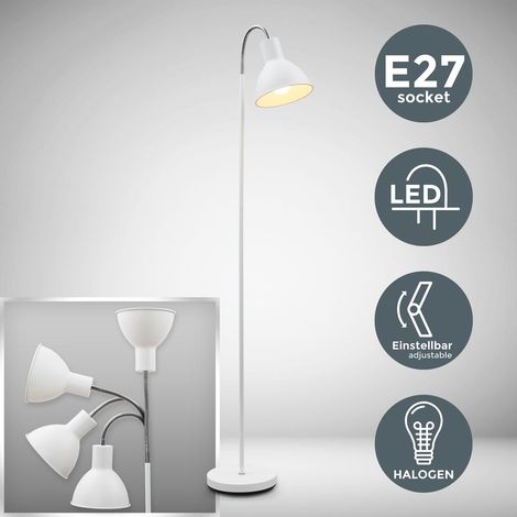 Stehlampe - Schalter, schwenkbar, E27 Fassung, max. 25W, Weiß