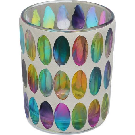 Photophore en mosaque de verre coloré, Style mosaque, lustre vif, bougeoir en verre pour chambre à coucher, bureau, Bar (1/5)