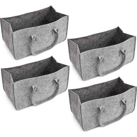 4 bolsos de fieltro, bolsas de almacenamiento de fieltro, bolsas de compras de gran capacidad - Gris