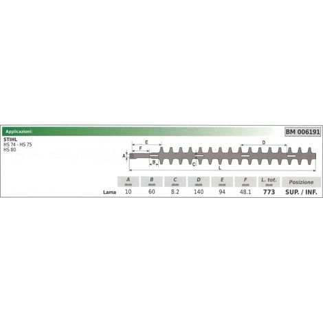 Lama superiore / inferiore STIHL tagliasiepe HS 74 75 80 006191