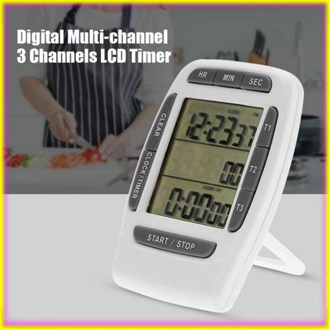 keenso minuterie LCD Minuterie Multicanal 3 Canaux, Grand écran LCD, Fonction Mémoire pour Cuisine, Exercice, culinaires sablier (1/5)