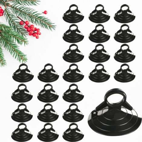 Lot de 24 ventouses avec anneaux noires, crochets à ventouse pour verre, pare-soleil voiture, aquarium et décoration de Noël (1/5)