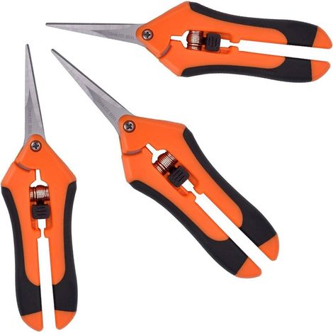 Lot de 3 sécateur, lame droite acier inoxydable, ressort ouverture automatique, poignée ergonomique caoutchouc, jardin serre (1/5)