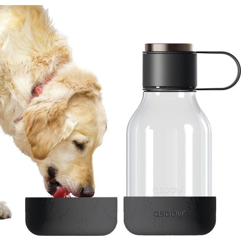 Comedero/botella para perros Asobu Tritan negro, 1,5 L