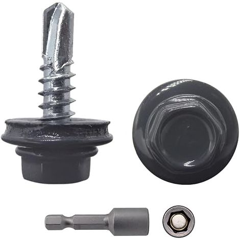Vis autoforeuses pour toiture en métal 4,8 x 19 mm EPDM tête de rondelle hexagonale peinte Vis à tôle (1/5)