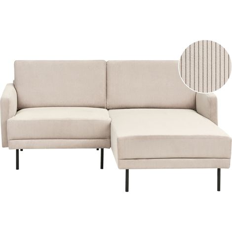 Divano imbottito angolare sinistro 2 posti con gambe in metallo beige Schienale imbottito Breda